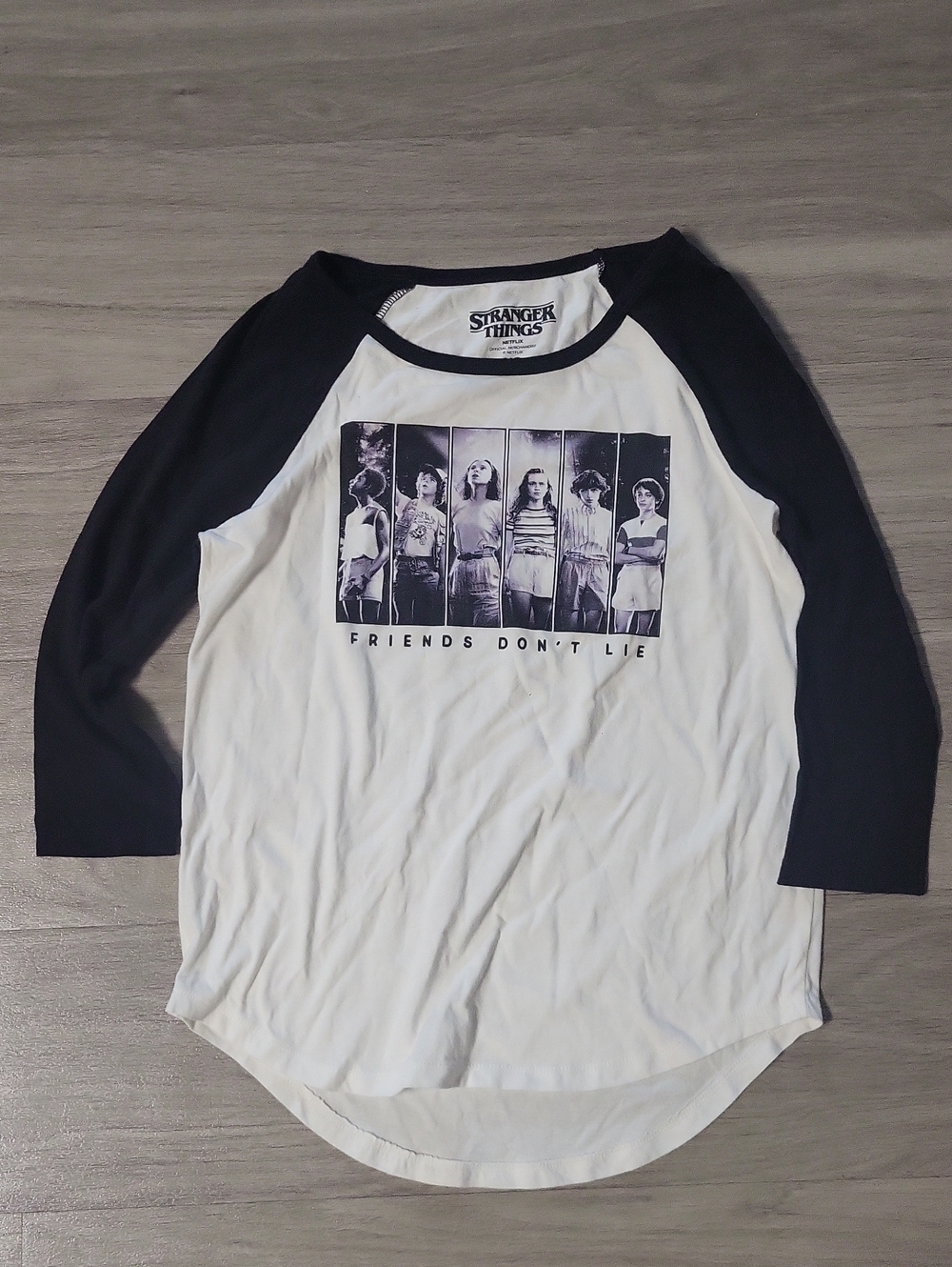 Stranger Things Kids Raglan Tee - White & Black